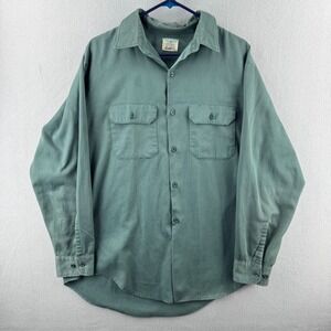 Vintage 60s Big Mac Penneys Work Shirt Mens XL Forest Green Button Up Penn Prest